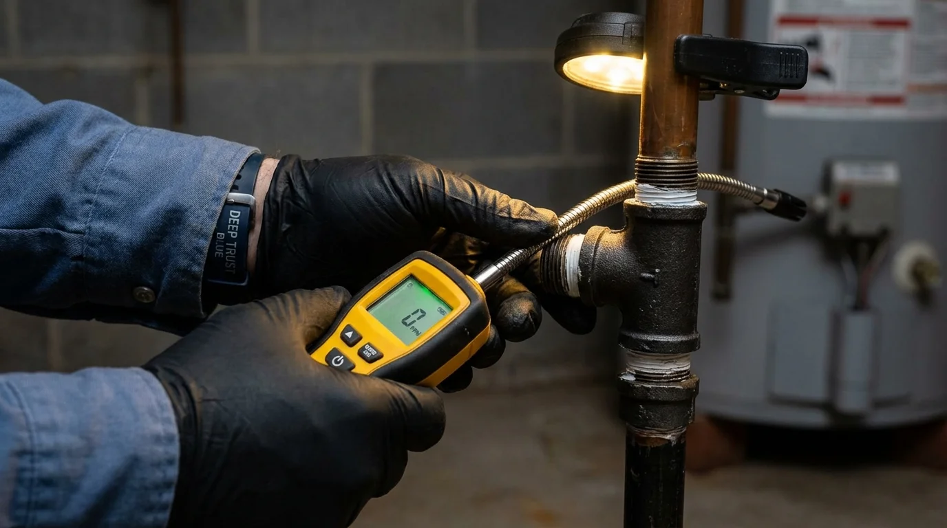 Gas leak detection with electronic sniffer by Johns Plumbing LLC in Westfield Center