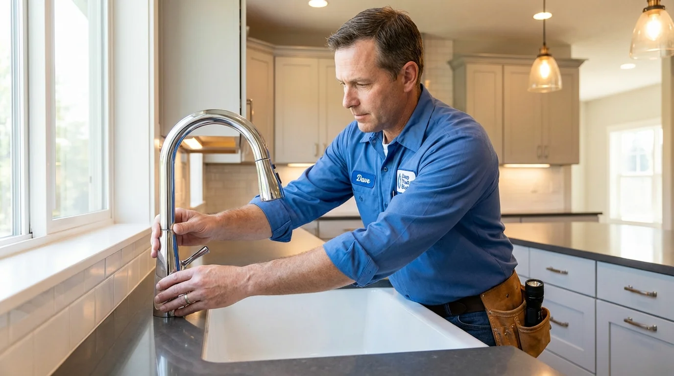 Kitchen faucet installation by Johns Plumbing LLC in Westfield Center