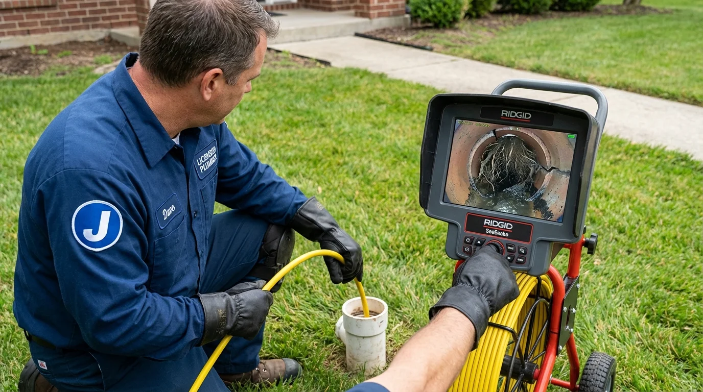 Sewer camera inspection being performed by Johns Plumbing LLC in Westfield Center