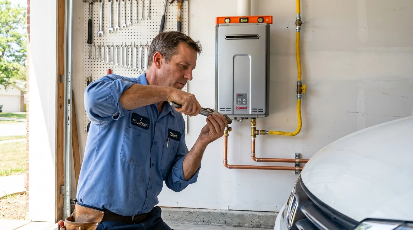 Tankless water heater installation by a Johns Plumbing LLC plumber in Westfield Center
